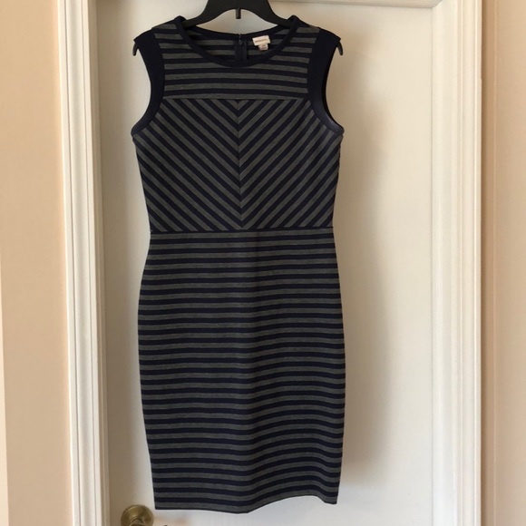 Navy and Gray Striped Sheath Dress - Picture 1 of 1